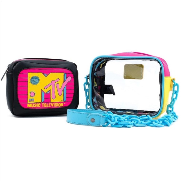 LOUNGEFLY MTV 2 Piece clear crossbody with pouch - Picture 7 of 8